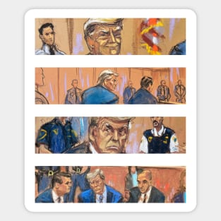 Trump Courtroom Sketch Comic Book Strip Magnet